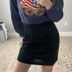 Vintage Black Sequin Mini Skirt